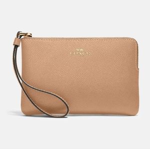 Coach Corner Zip Wristlet Gold/Taupe